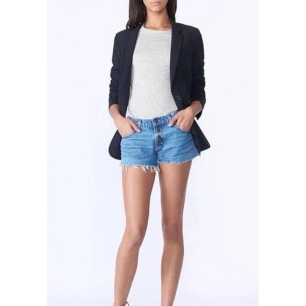 Veronica Beard Size 25 Debbie Frayed Wash Pipeline Shorts Distressed Side Slit